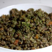 Lentilles vertes du Puy aux petits lardons